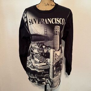 All Over San Francisco Print Long Sleeve T-shirt Large